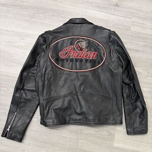 Vintage Indian Motorcycles Embroidered Leather Jacket Mens Small